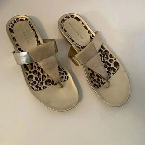 Apostrophe gold, animal print, with glitter sandals. Size 10